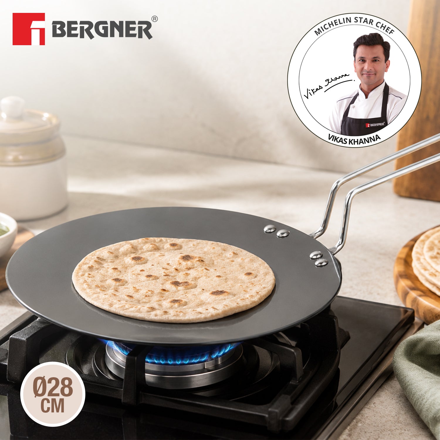 ArtisanForge Hard Anodised 28cm Roti Tawa