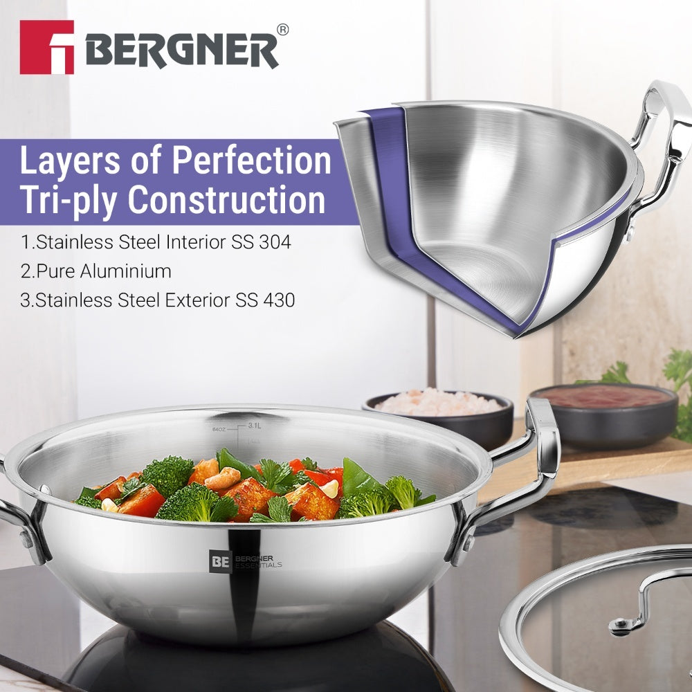 BE Essentials TriPly 4 Pcs Stainless Steel Cookware Set