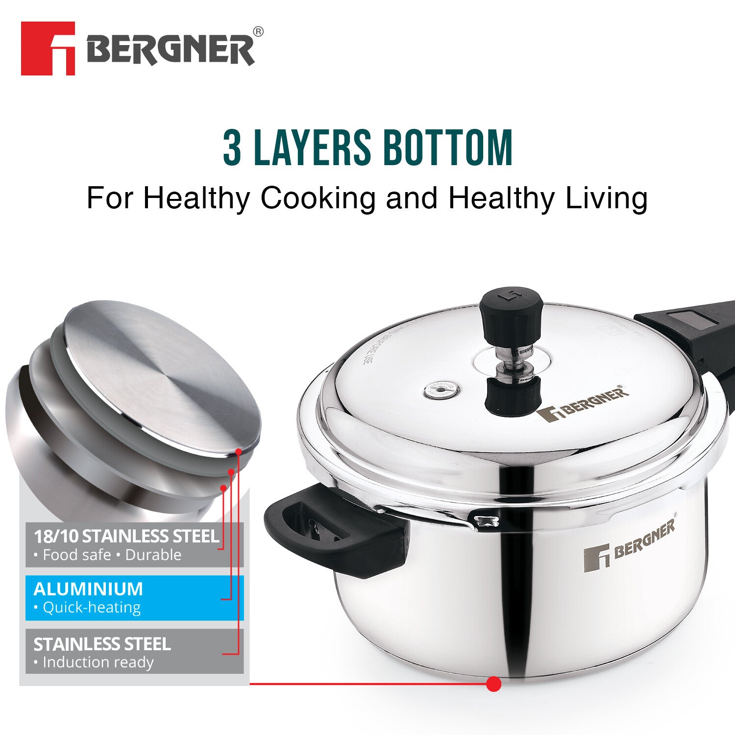 Sorrento Stainless Steel Outer Lid Pressure Cooker Combo - Induction Bottom