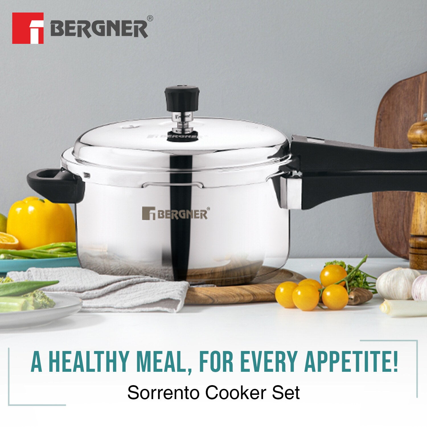 Sorrento Stainless Steel Outer Lid Pressure Cooker Combo - Induction Bottom