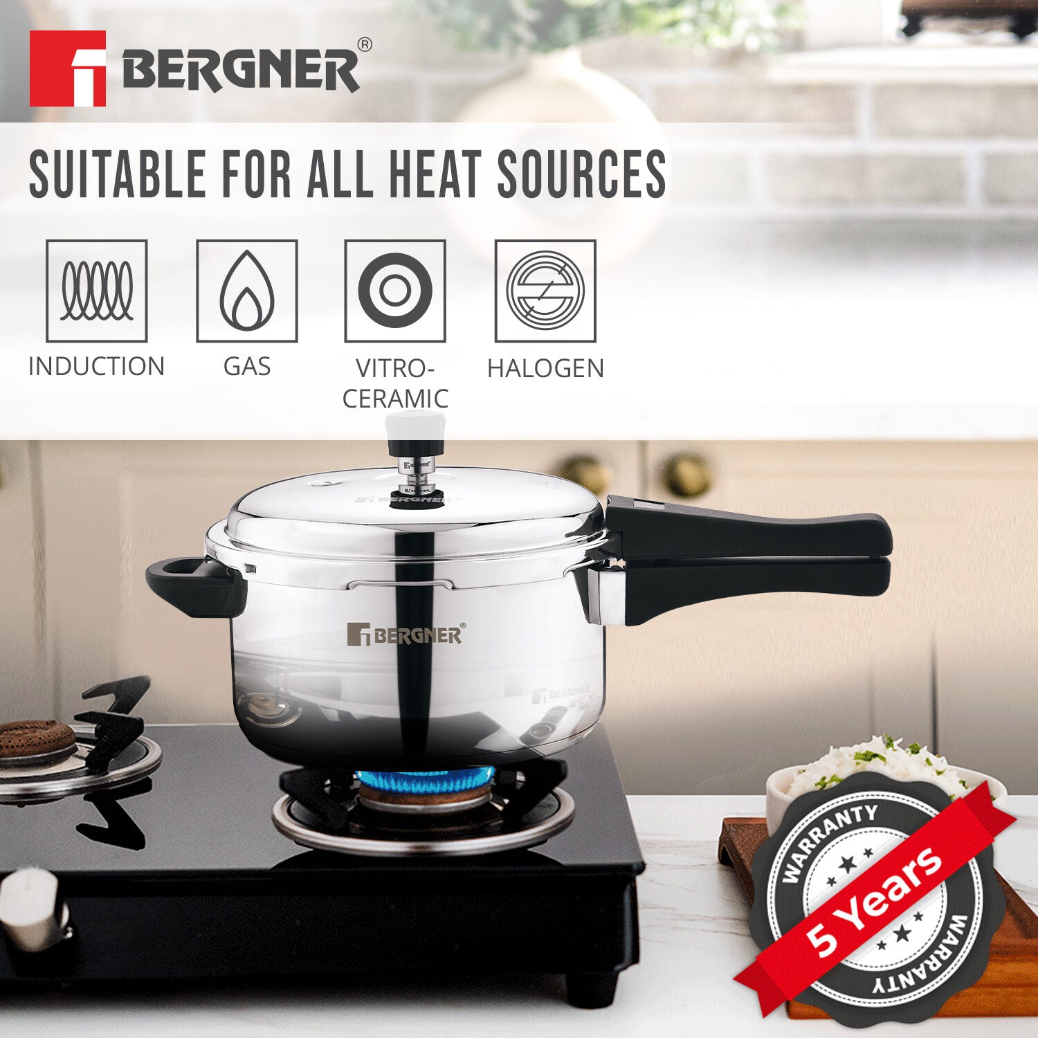 Sorrento Stainless Steel Outer Lid Pressure Cooker Combo - Induction Bottom