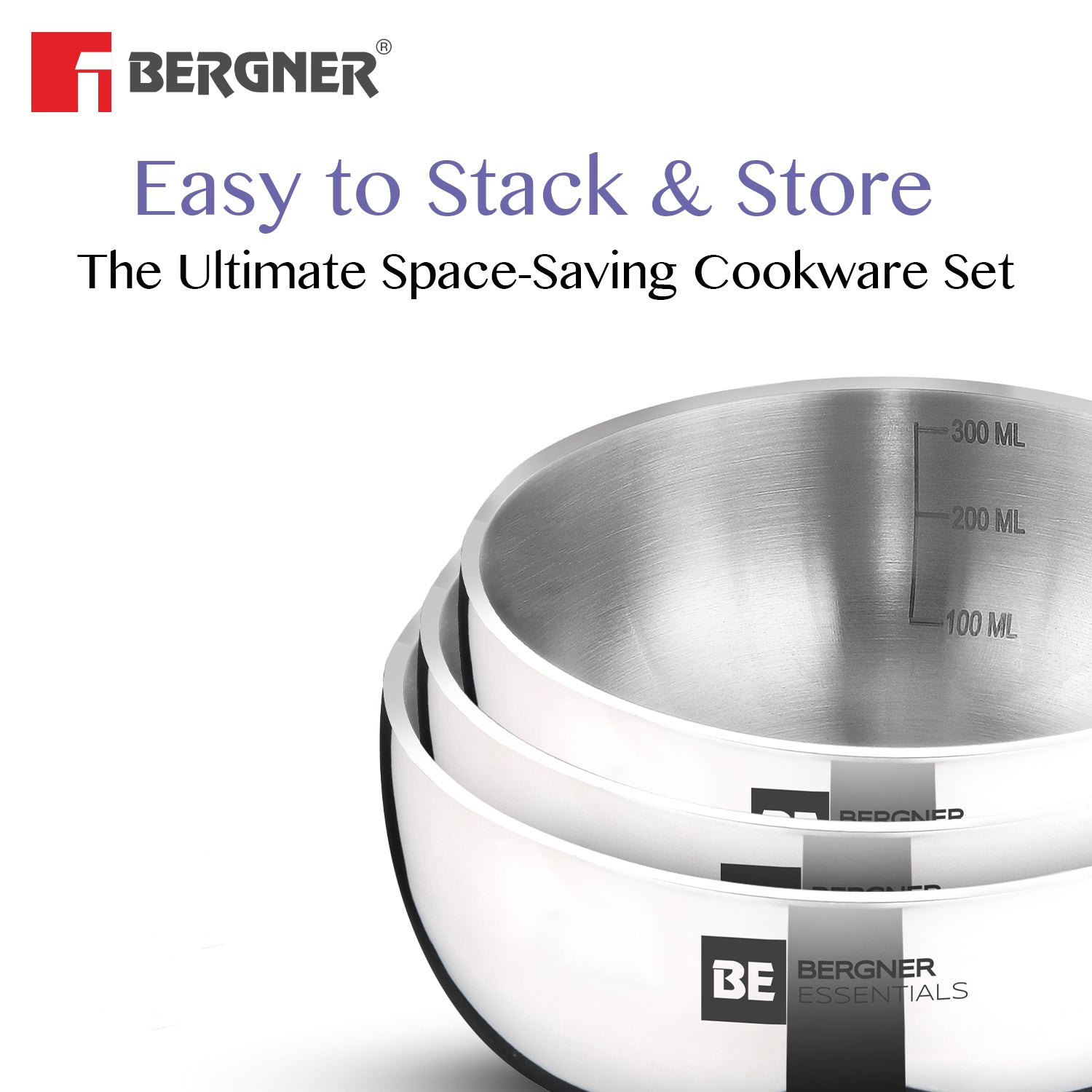 BE Essentials TriPly Stainless Steel 3 Pcs Mini Tasra Set