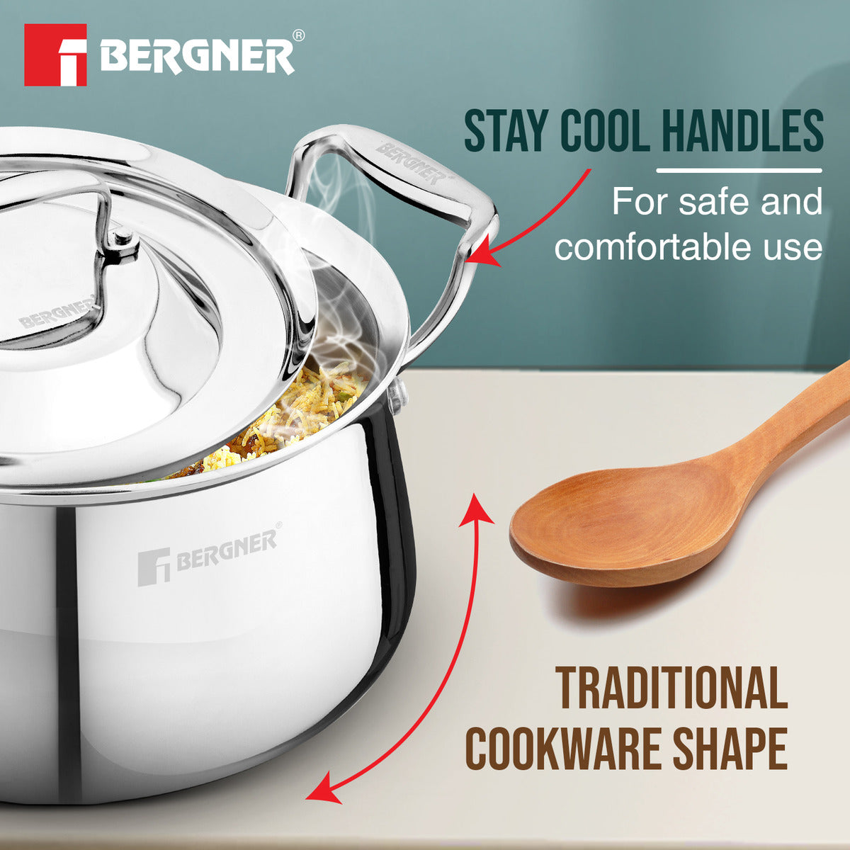 Argent Samsara Tri-Ply Stainless Steel Biryani Handi - Induction Bottom