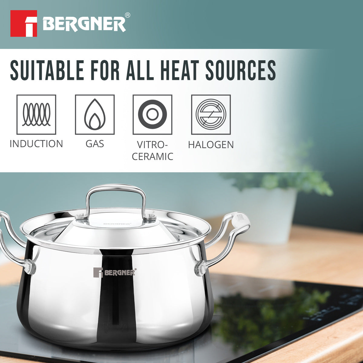 Argent Samsara Tri-Ply Stainless Steel Biryani Handi - Induction Bottom