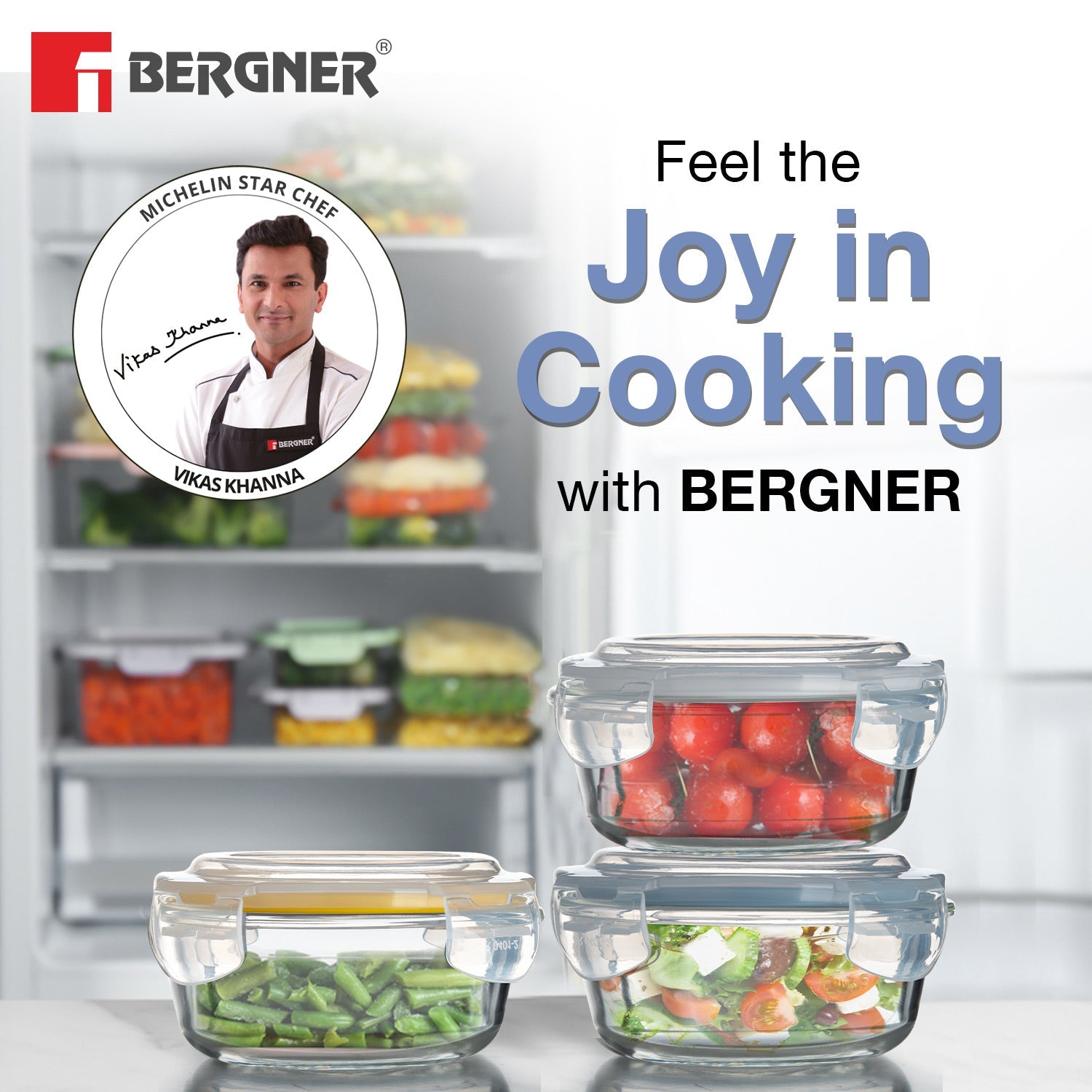 Borosilicate Glass Side Lock Storage Round Container - 400ml