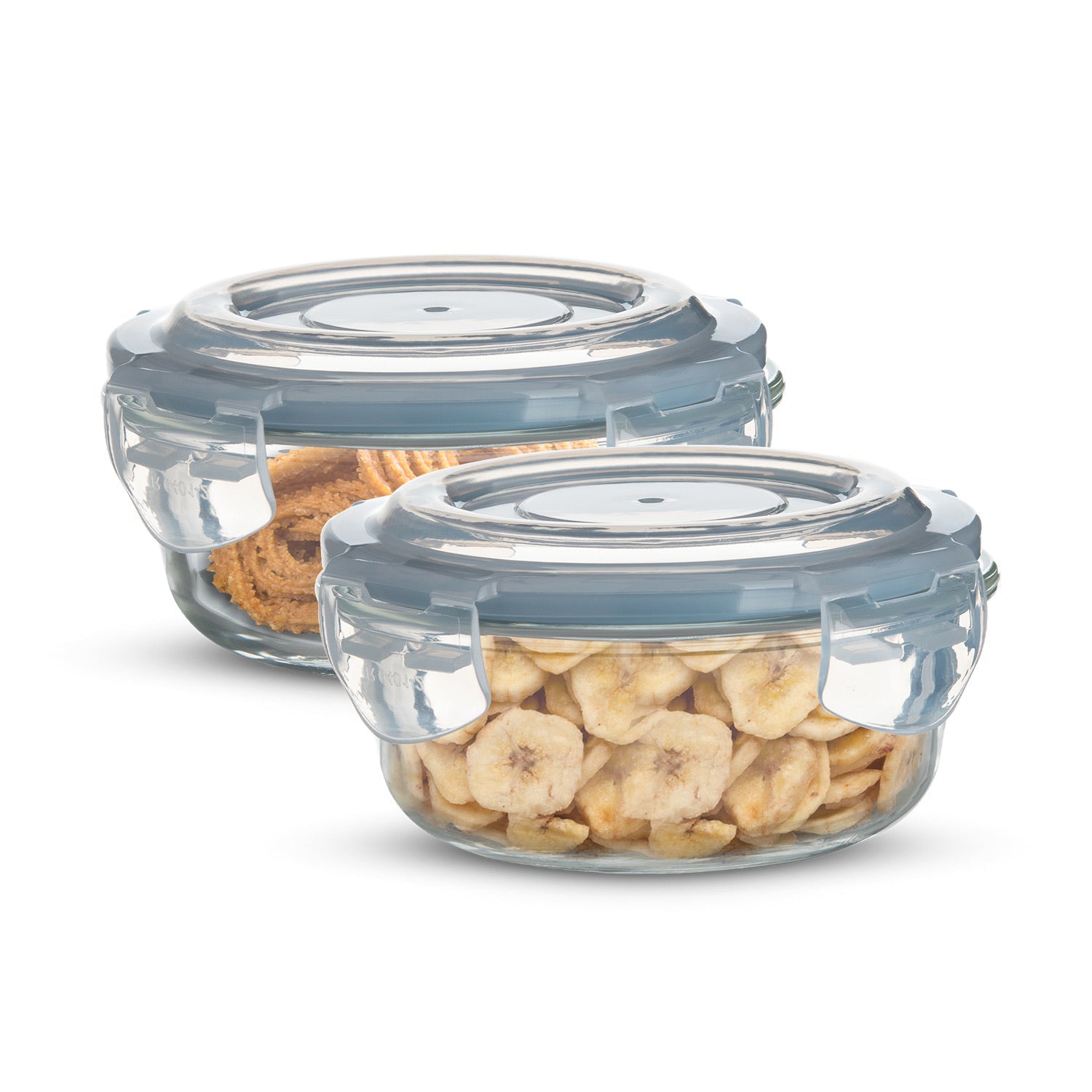 Borosilicate Glass Side Lock Storage Round Container - 400ml