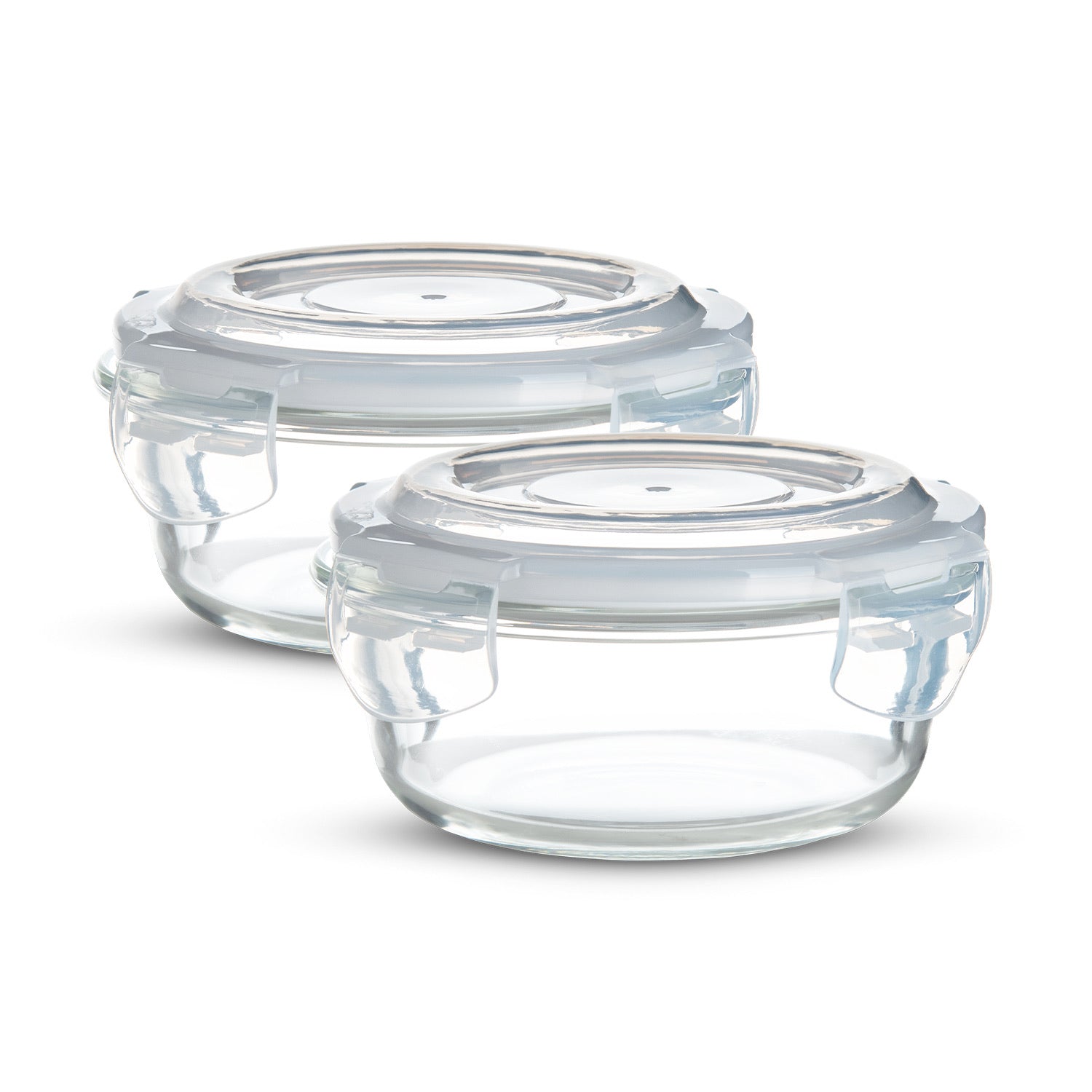 Borosilicate Glass Side Lock Storage Round Container - 400ml