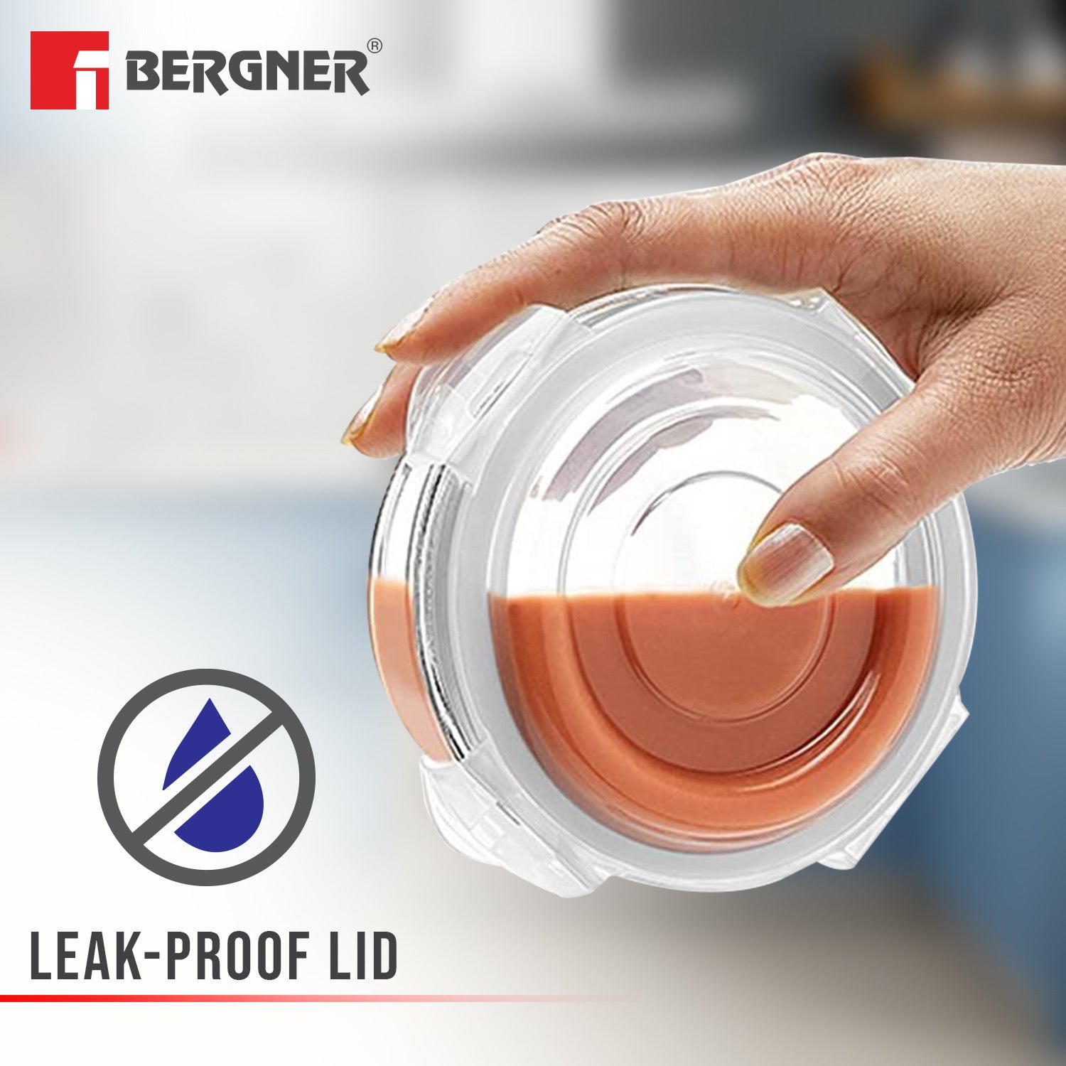 Borosilicate Glass Side Lock Storage Round Container - 400ml