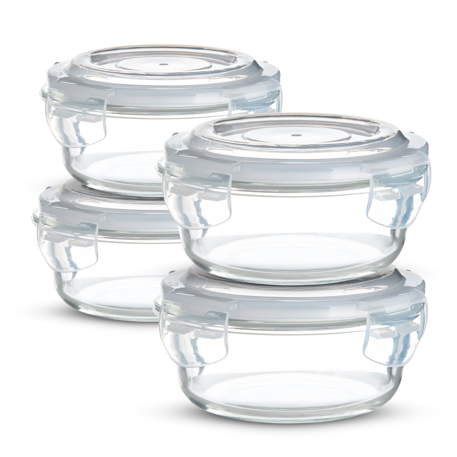 Borosilicate Glass Side Lock Storage Round Container - 400ml