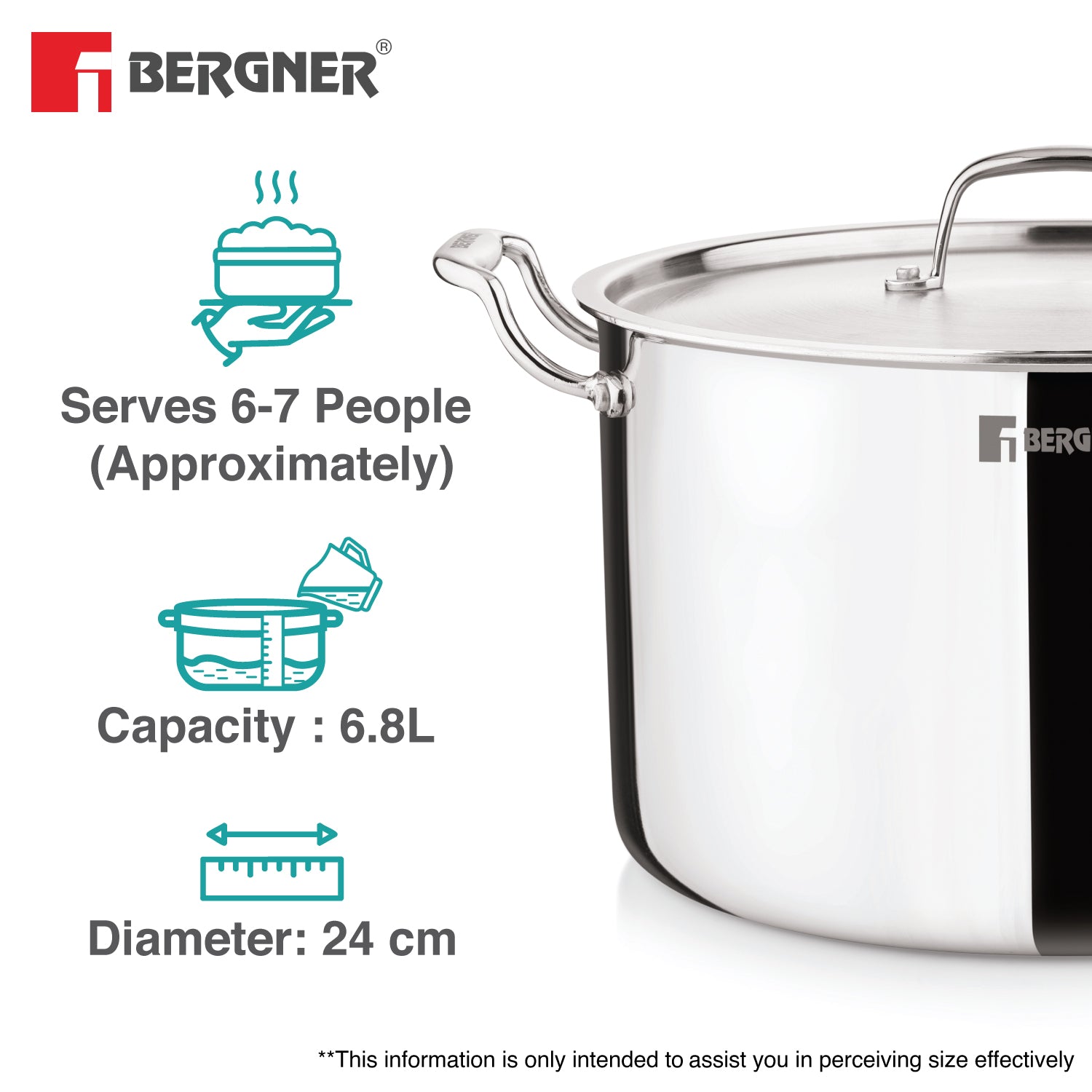 Argent Samsara Triply Stockpot with Stainless Steel Lid 24cm/6.8L