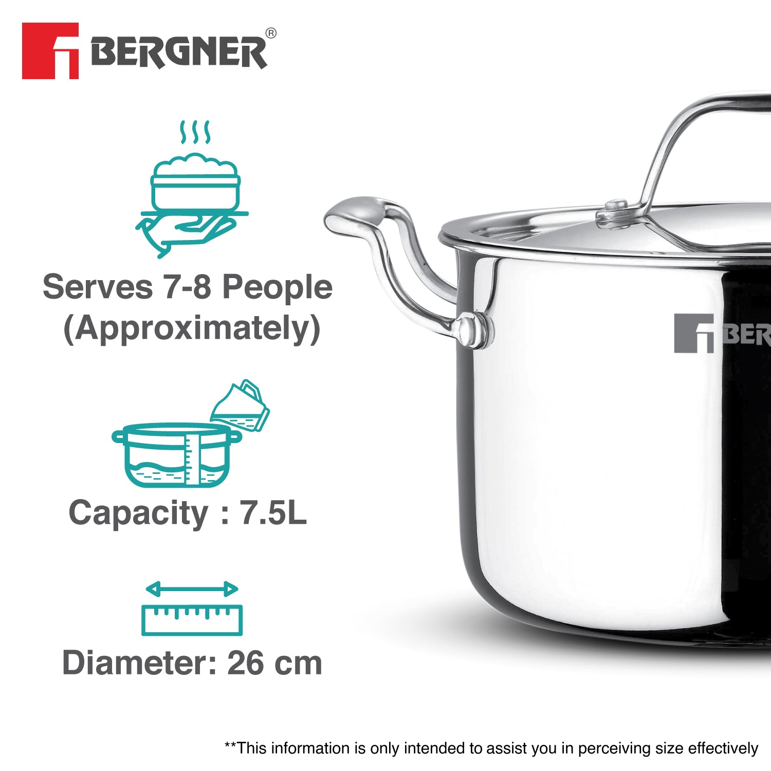 Bergner Argent Samsara Stockpot 26cm / 7.5L with Lid