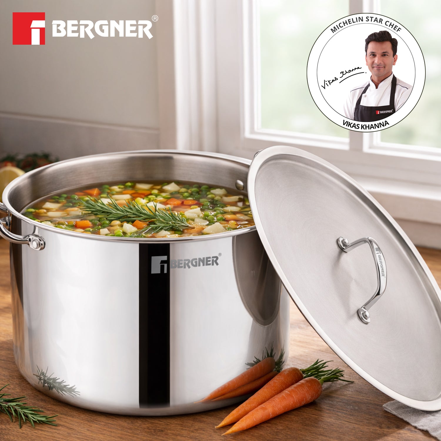 Argent Samsara Triply Stockpot with Stainless Steel Lid 28cm / 10L