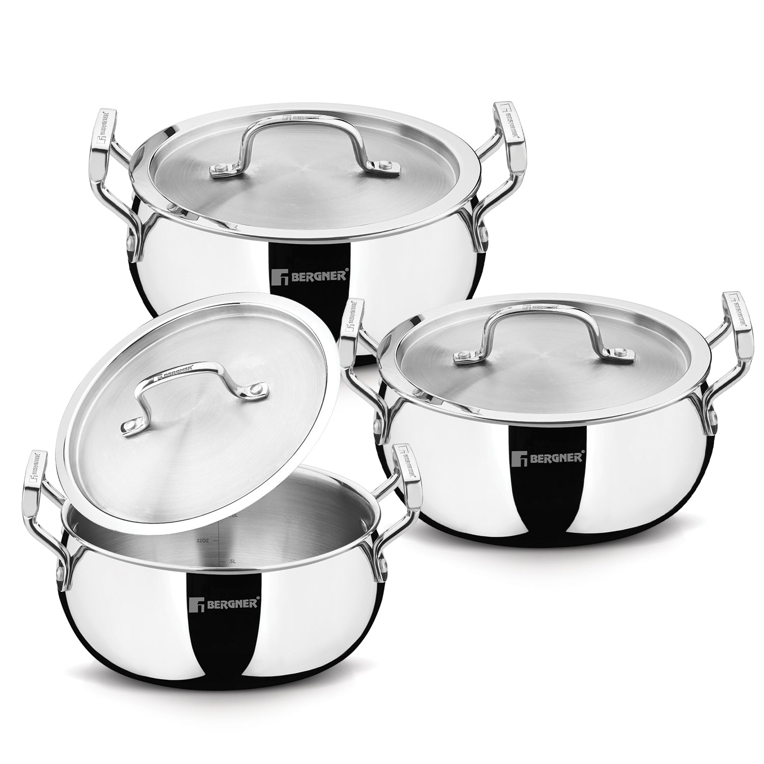Tripro 6Pcs Belly Casserole Set Triply With Lid