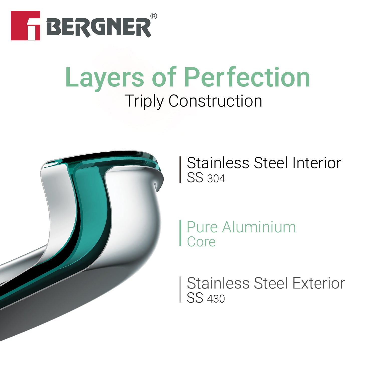 Tripro 6Pcs Belly Casserole Set Triply With Lid