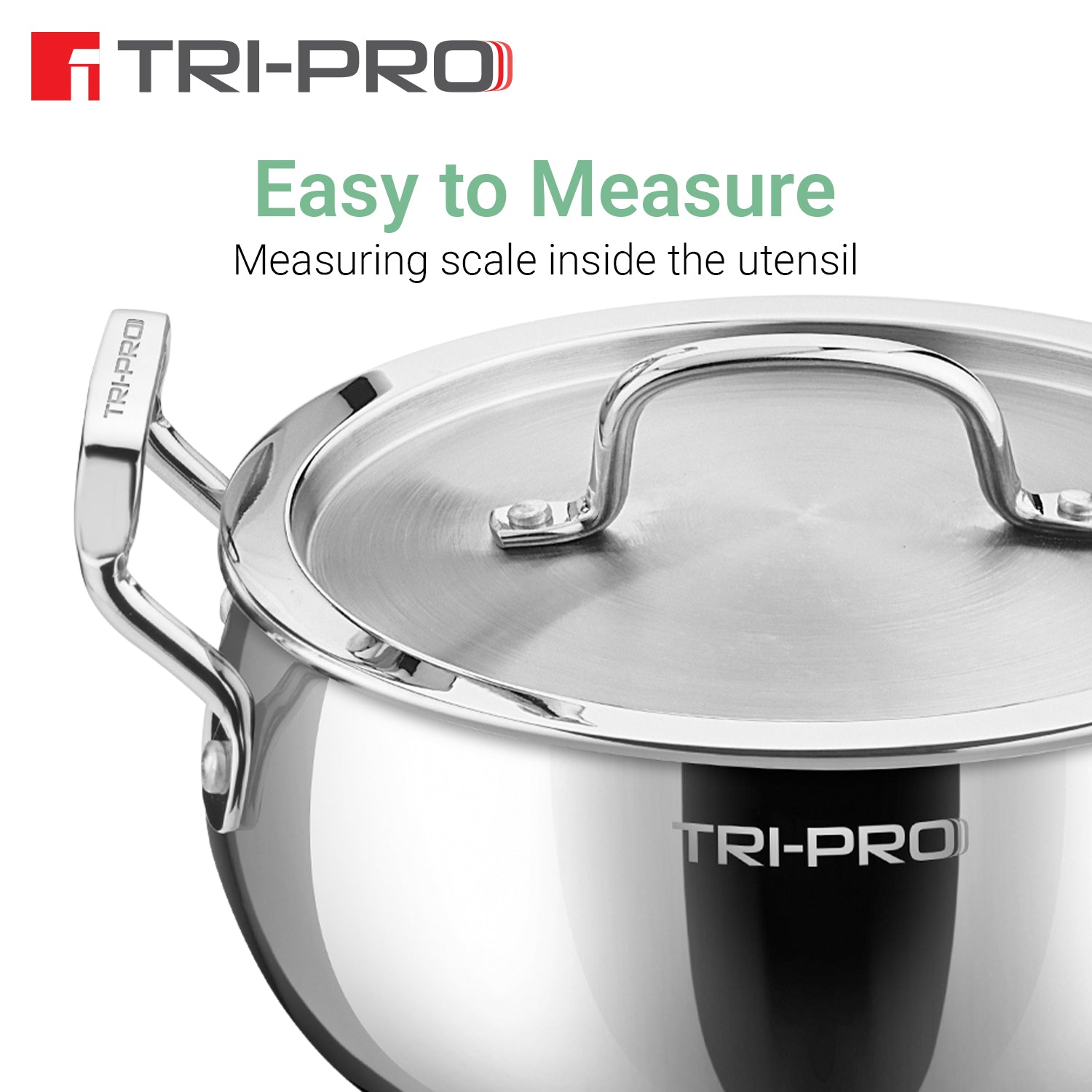 TriPro Triply Stainless Steel 18cm/2.3L Belly Shape Casserole / Biryani Handi with Lid