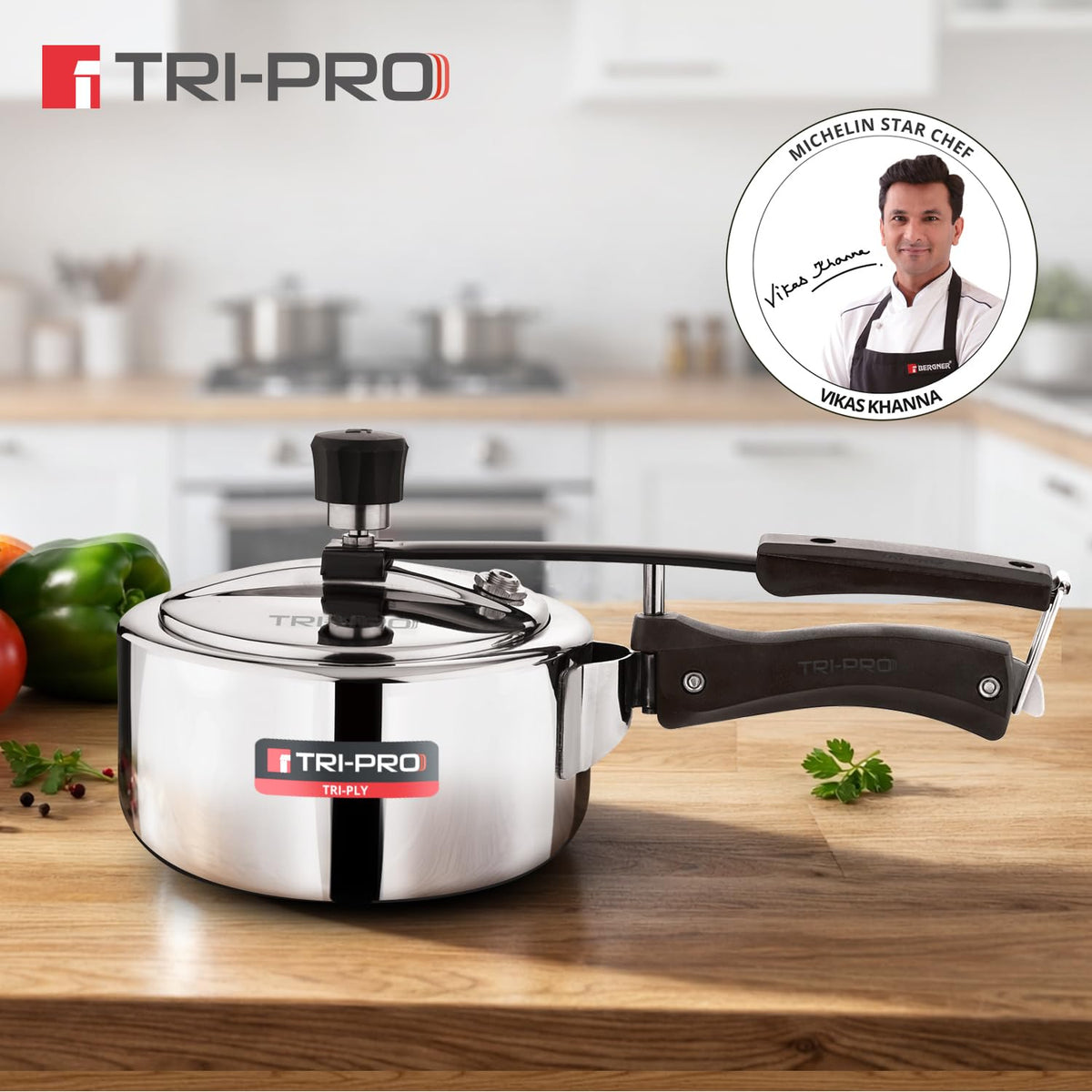 TriPro Triply Stainless Steel Inner Lid Pressure Cooker 1.5L
