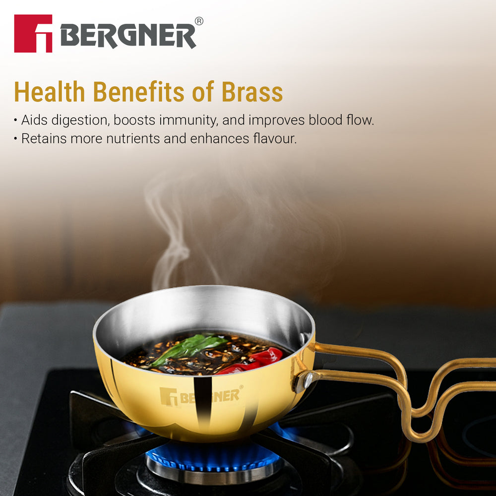 Bergner Peetlam 12cm Tadka Pan, Traditional Brass Tin (Kalai) Coated