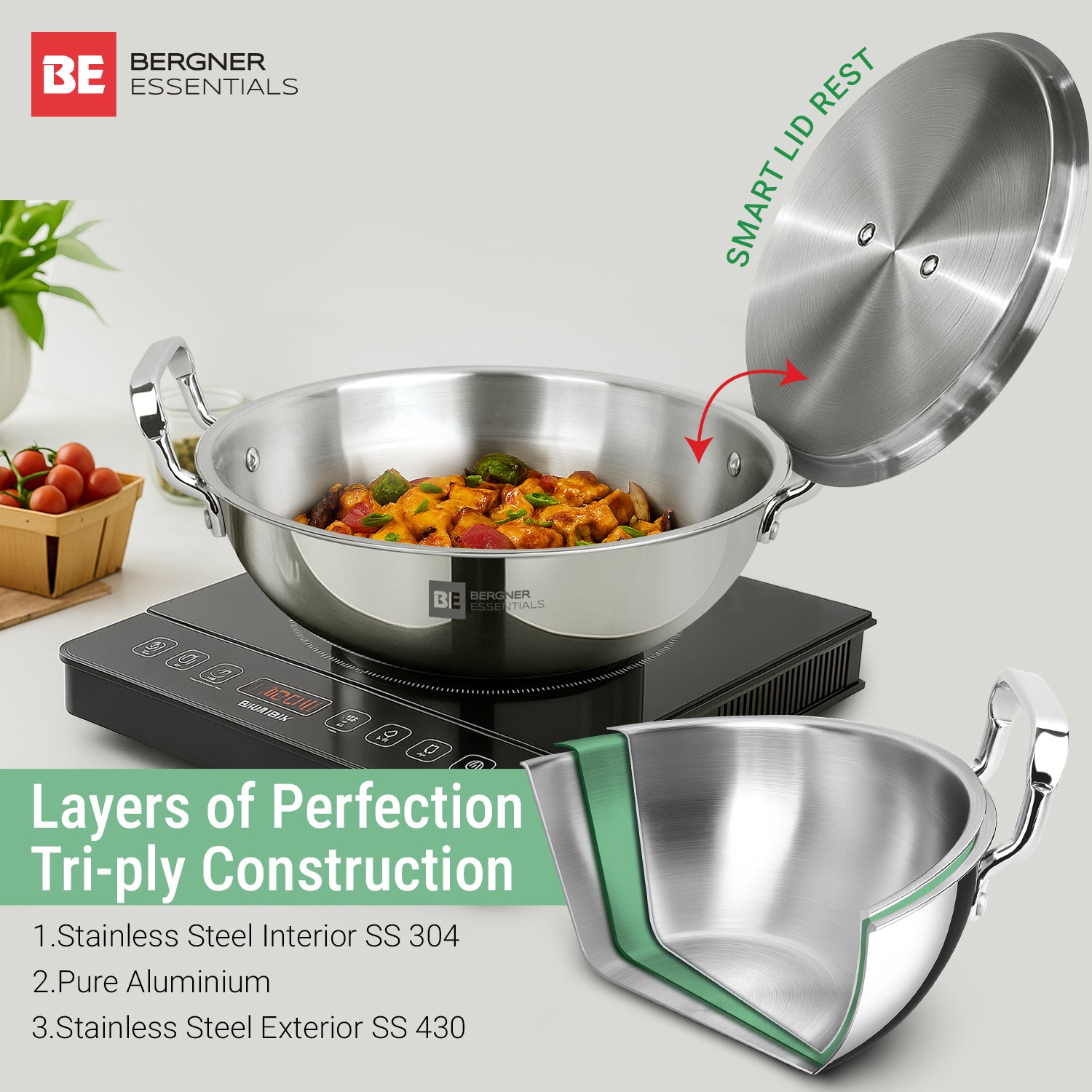 Tripro 3 Pcs Triply Cookware Set - Induction Bottom