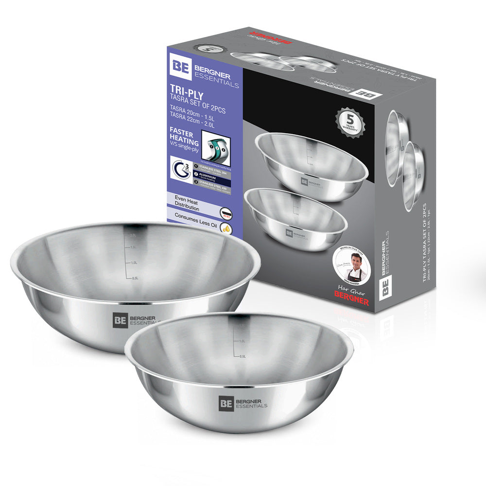 BE Essentials Triply Tasra Set 2 Pcs (20cm/1.6L + 22cm/2.2L)