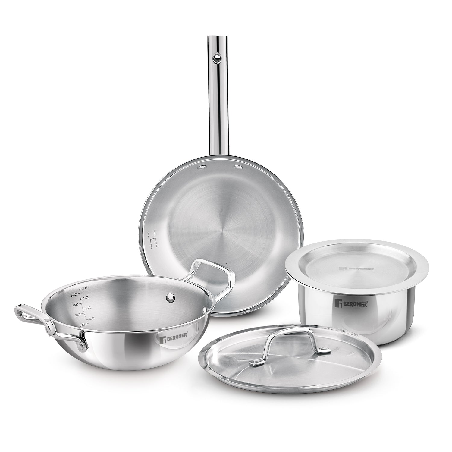 Bergner Tripro Triply 5 Pcs Cookware Set - Induction Bottom