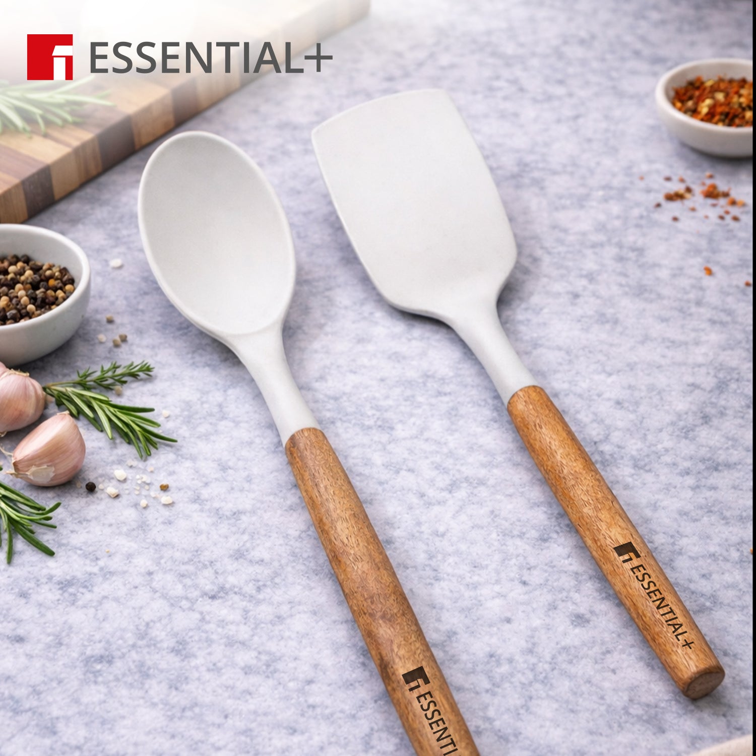 Essential Plus 2 Pcs Kitchen Tool Set - Solid Spoon & Slotted Turner
