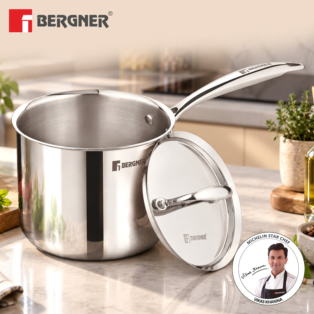 Argent Triply Stainless Steel Deep Pot (Mudde) 16cm (3L) with Lid