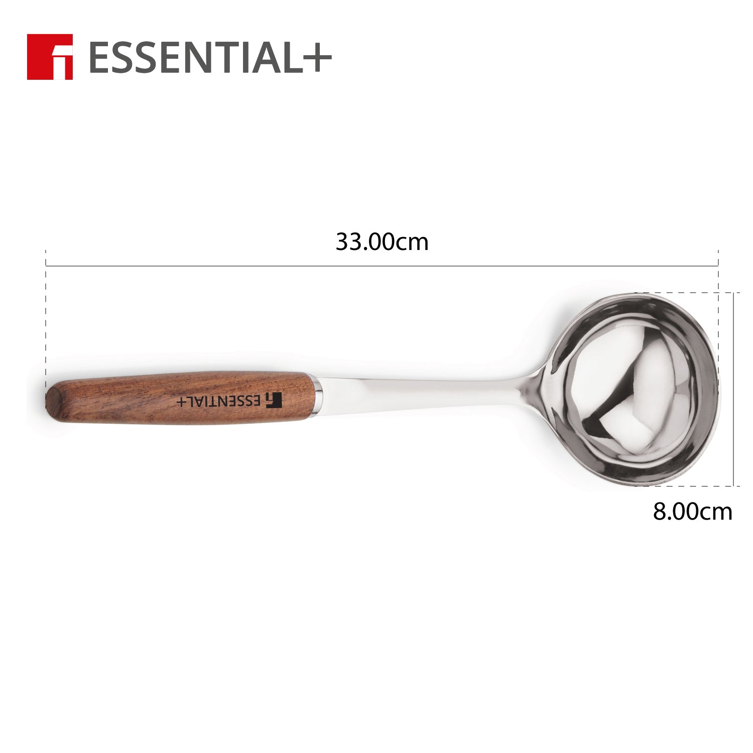 Essential Plus Stainless Steel 32cm Ladle with Wooden Handle