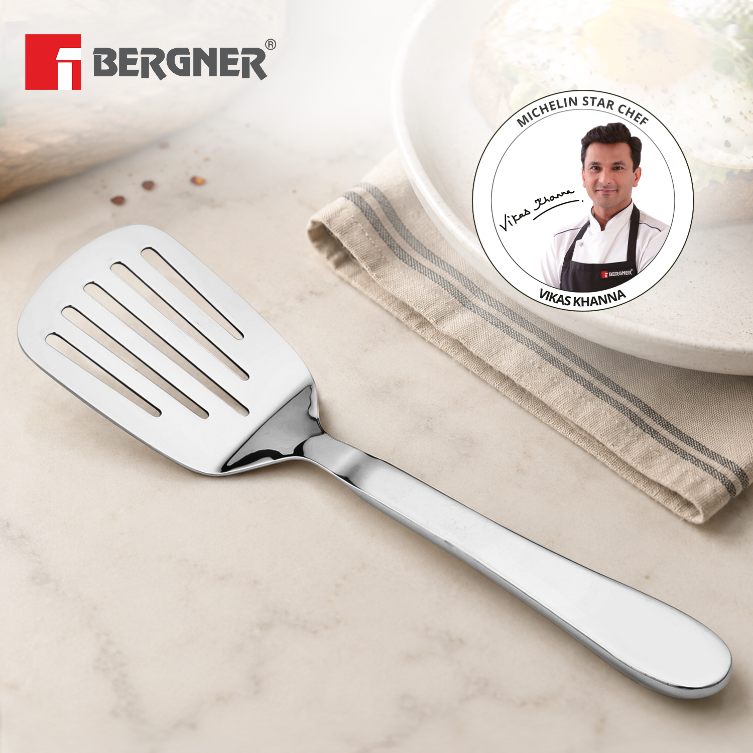 Argent Stainless Steel Slotted Turner 24cm