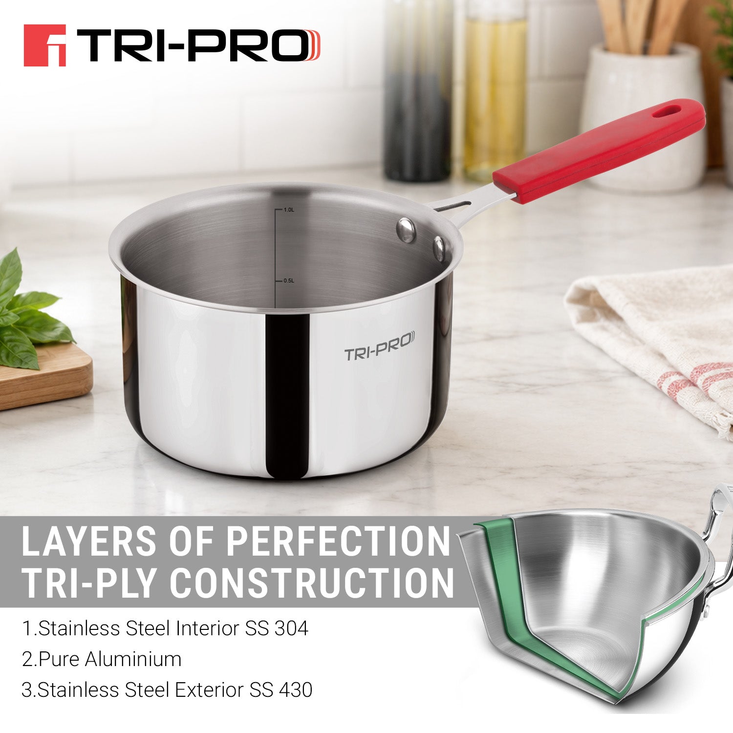 Bergner Tripro triply 14cm / 1.1 L Saucpan