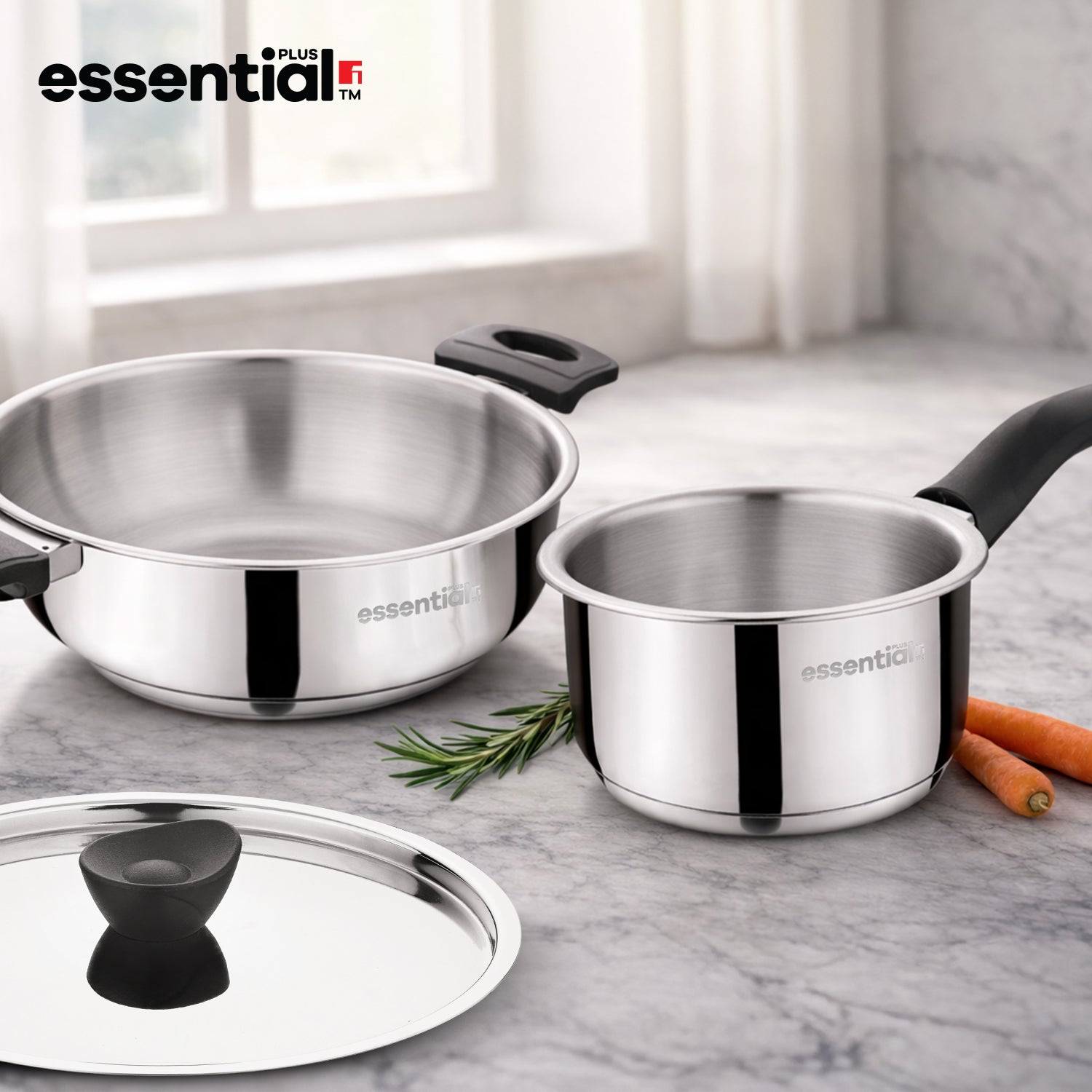 Essential Plus Stainless Steel 3 Pcs Cookware Set