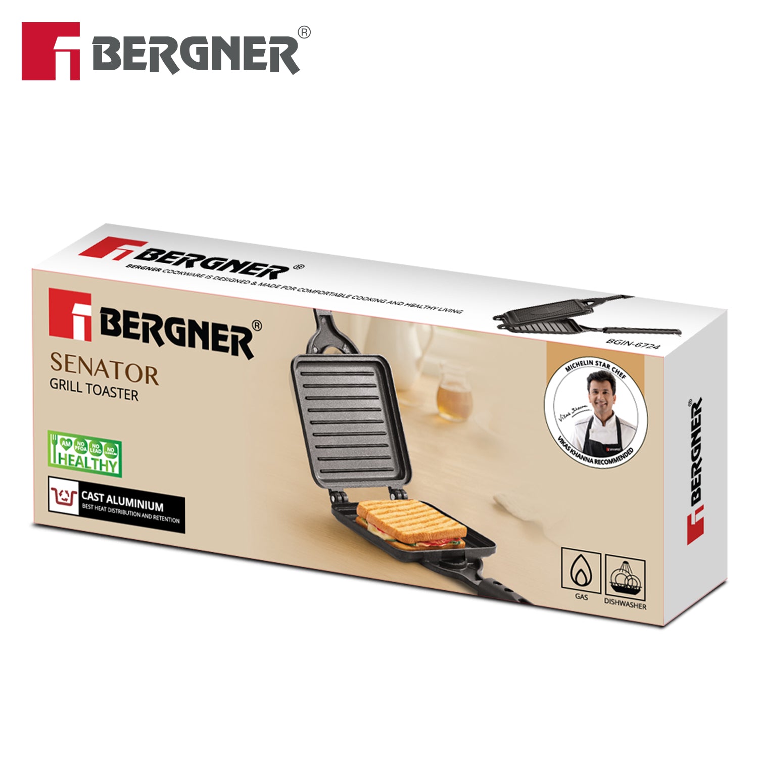 Senator Grill Toaster, Non-Stick, Cast Aluminium - Gas Stove Compatible