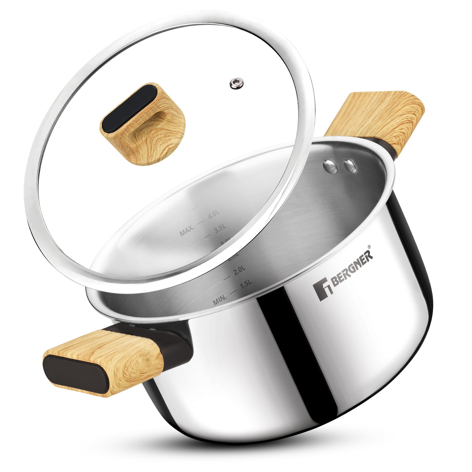 Tri-Oak Triply Stainless Steel Casserole with Glass Lid 24cm (5L)