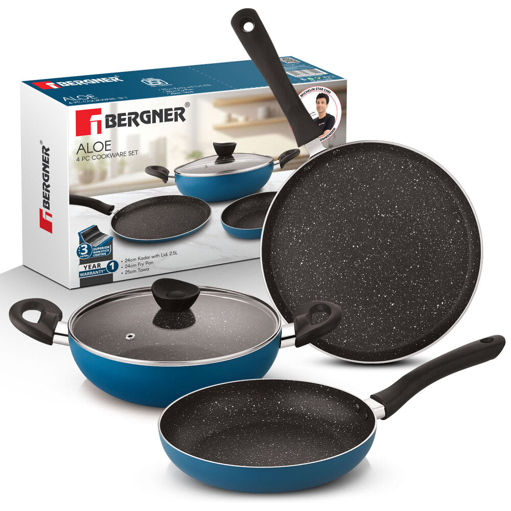Bergner Aloe Non-Stick Cookware Set 4 Pcs