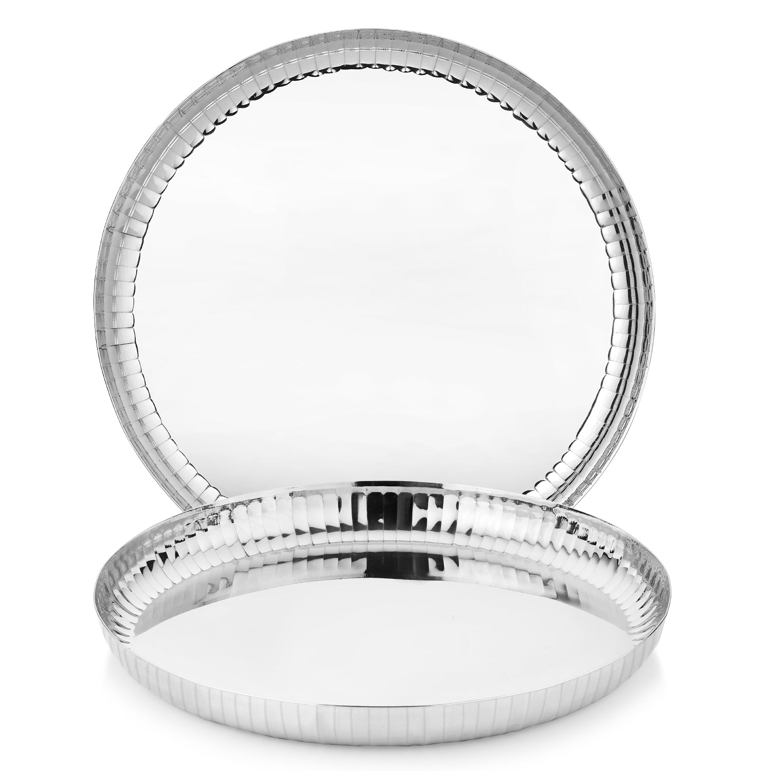 Signature 304 Stainless Steel Traditional 2 Pcs Dinner Plates (Thali) | Hammered Design