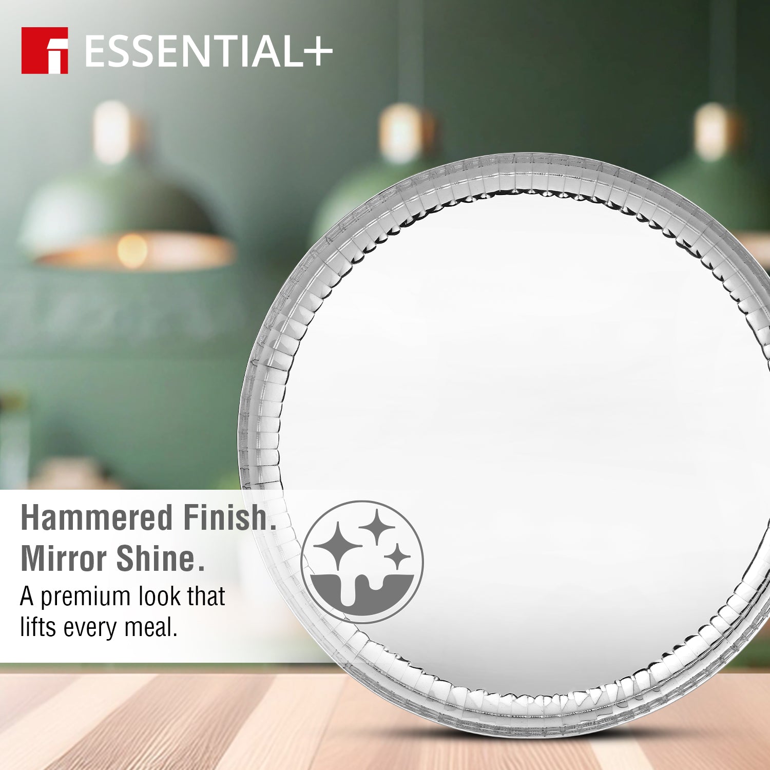 Signature 304 Stainless Steel Quarter Plates 2 Pcs Set | Hammered Design