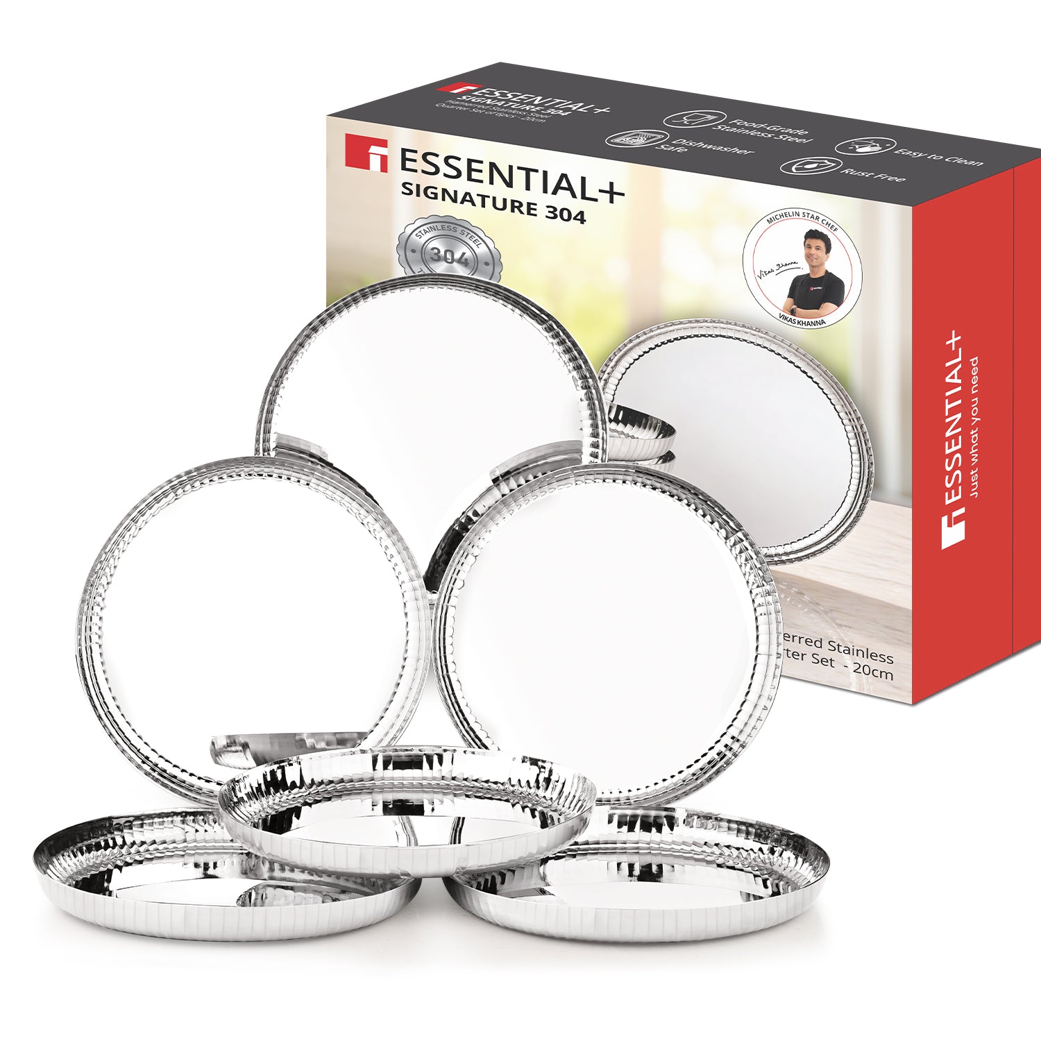 Signature 304 Stainless Steel Quarter Plates 6 Pcs Set