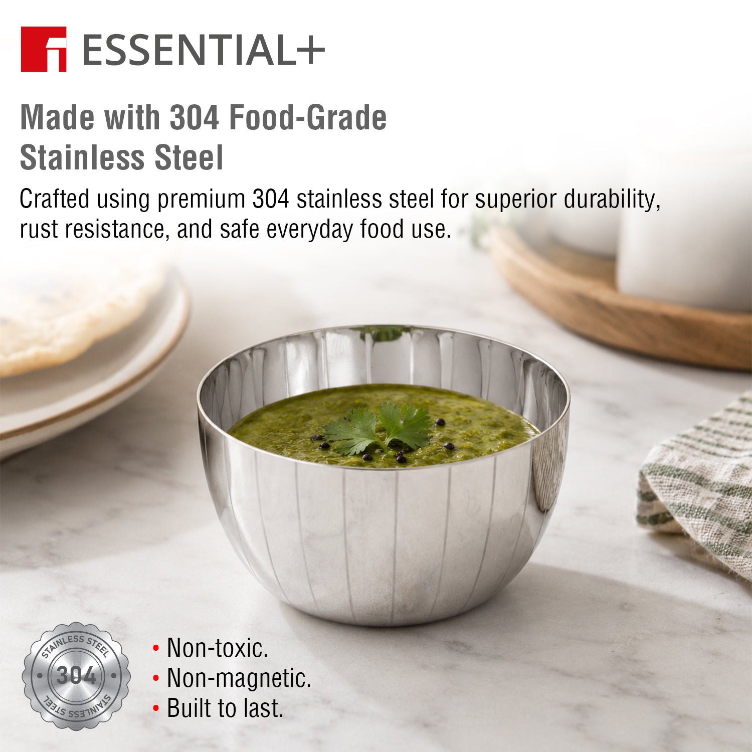 Signature 304 Stainless Steel Hammered Bowl 6 Pcs Set