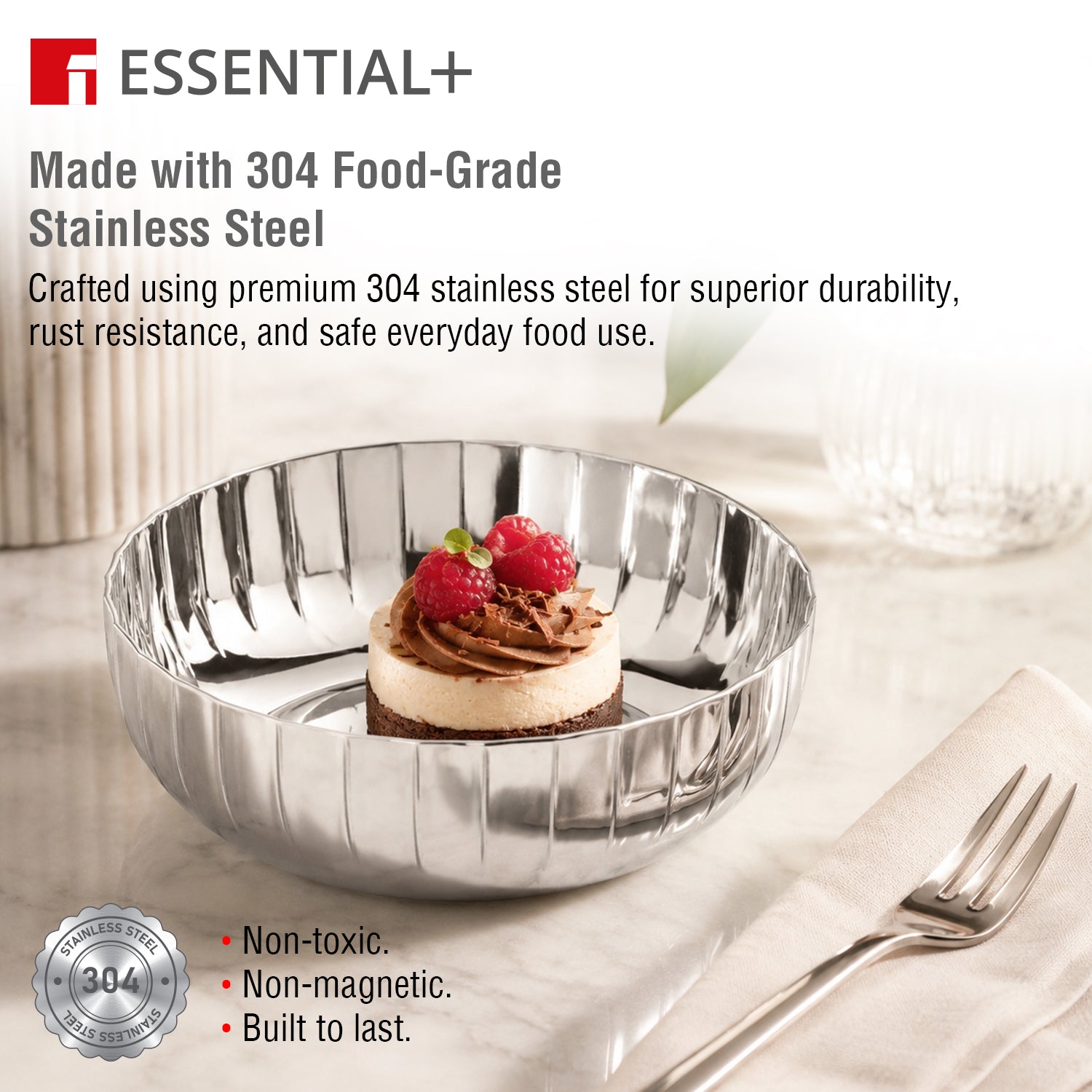 Signature 304 Stainless Steel Hammered Design 6 Pcs Dessert Plates