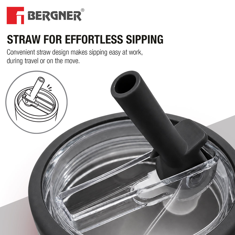Walking Hydracarry Stainless Steel Double Wall Tumbler Sipper 900ml - Black