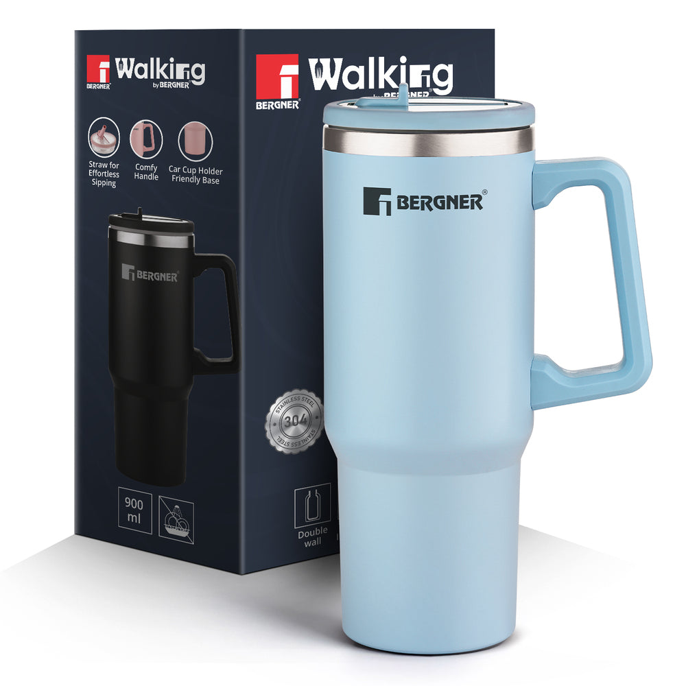 Walking Hydracarry Stainless Steel Double Wall Tumbler Sipper 900ml - Blue