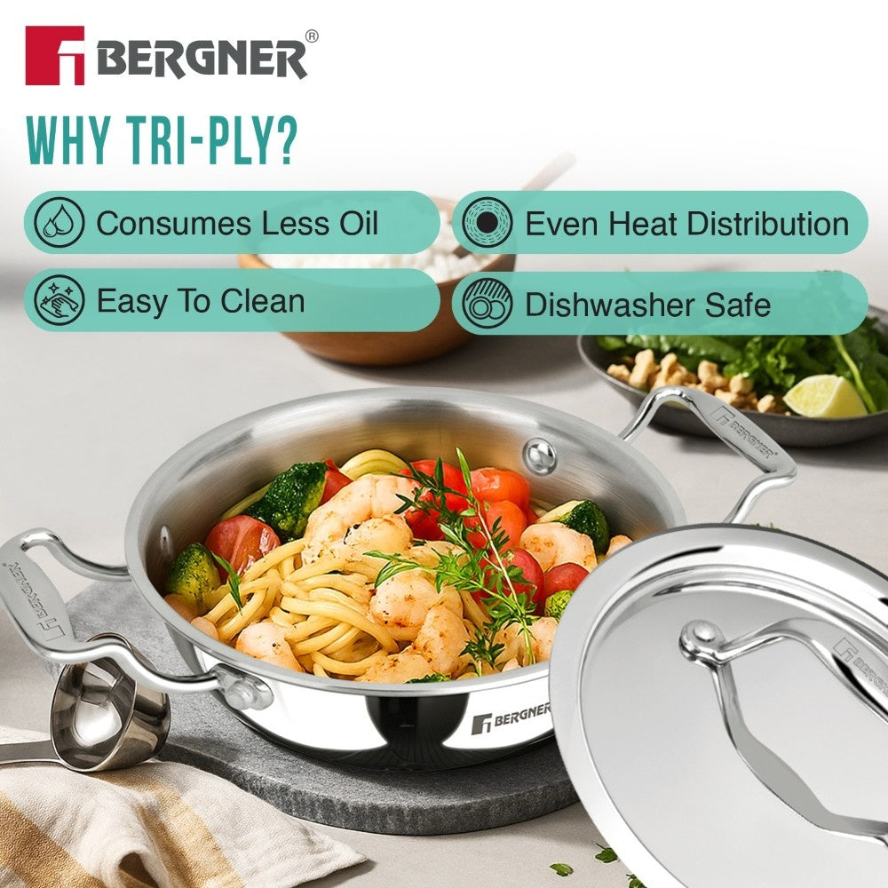 Argent Junior Chef Tri-Ply Stainless Steel Kadai