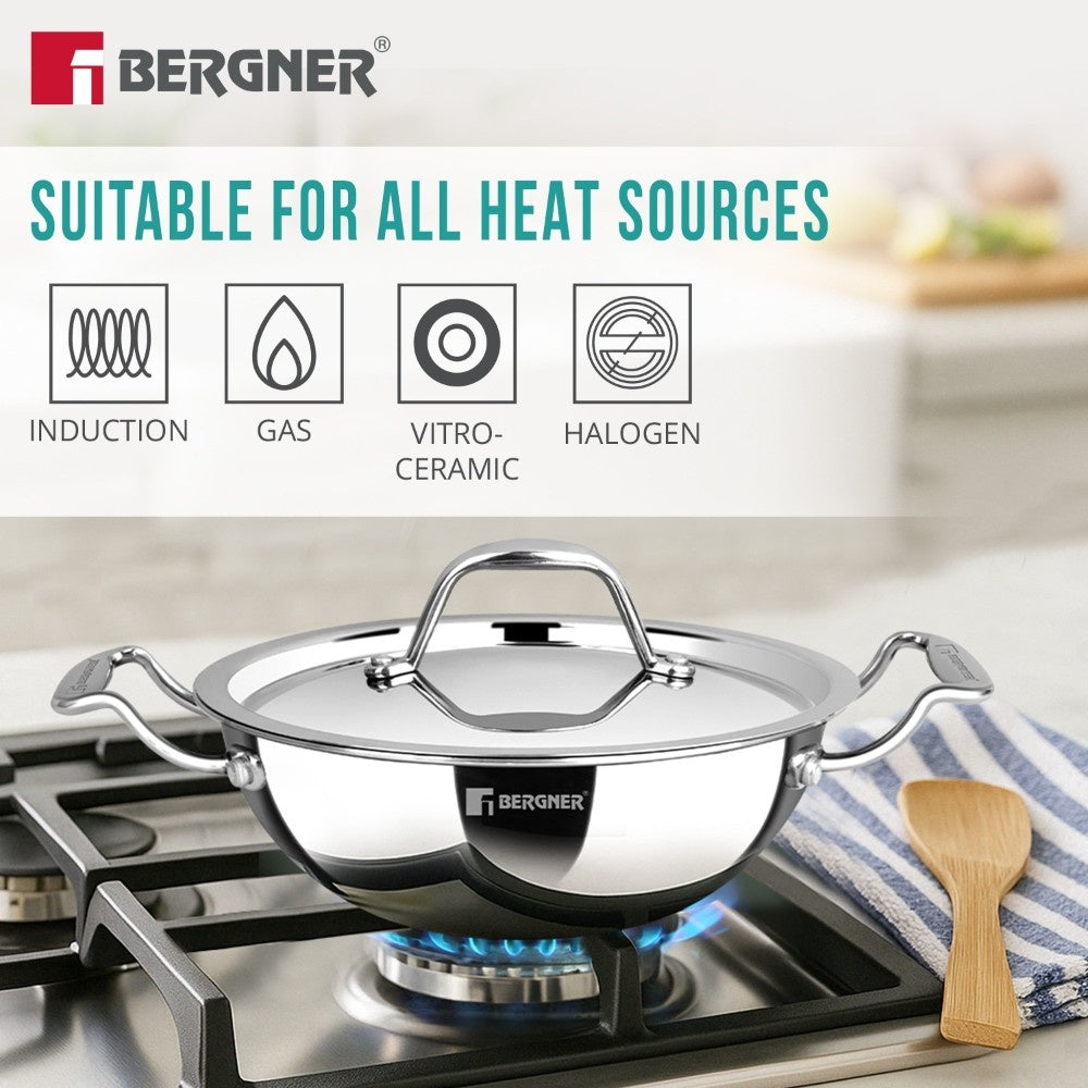 Argent Junior Chef Tri-Ply Stainless Steel Kadai