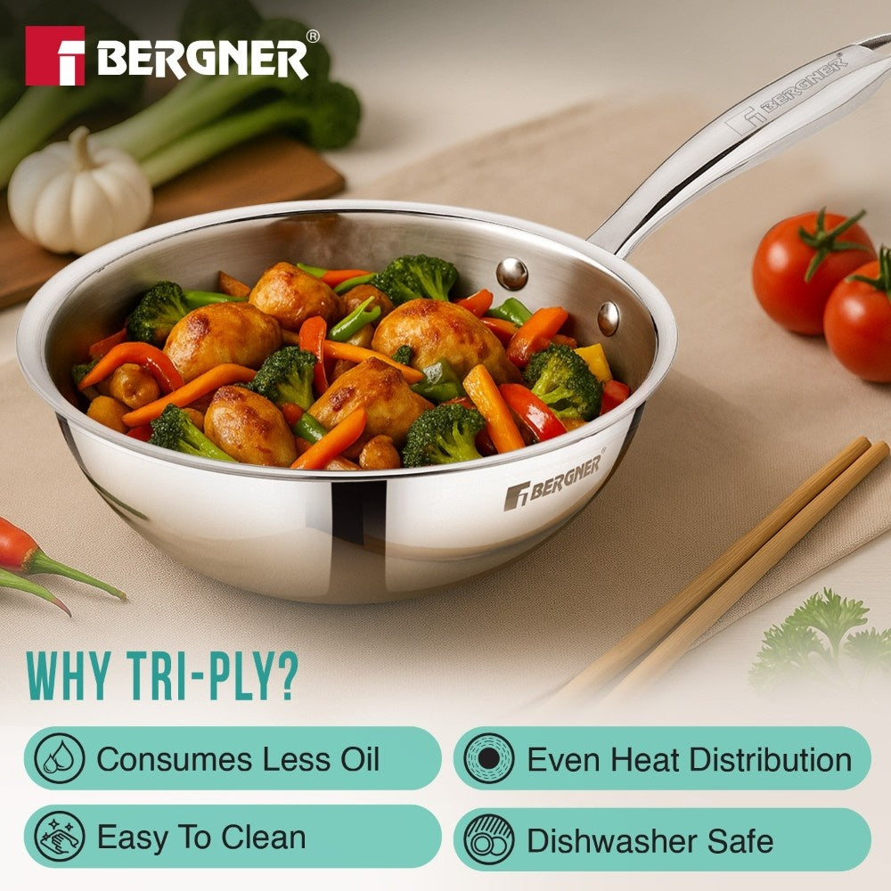 Argent Junior Chef Tri-Ply Stainless Steel Wok