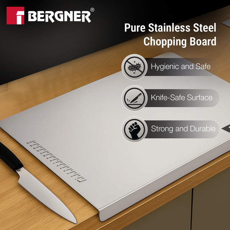 Essential Plus Stainless Steel Chopping Board with Lip | 36x30cm