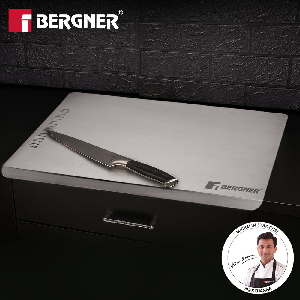 Essential Plus Stainless Steel Chopping Board with Lip | 40x32cm