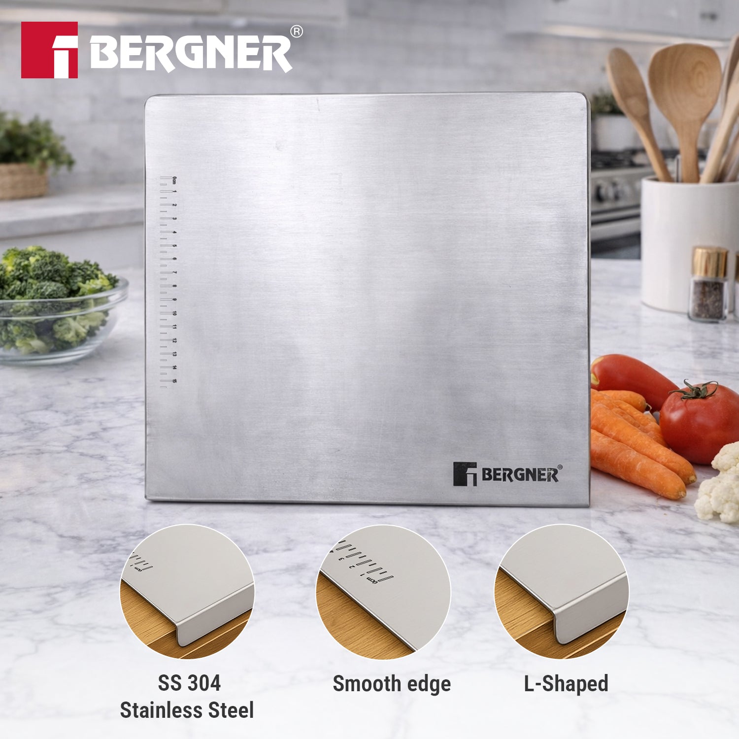 Stainless Steel Chopping Board with Lip | 40x32cm