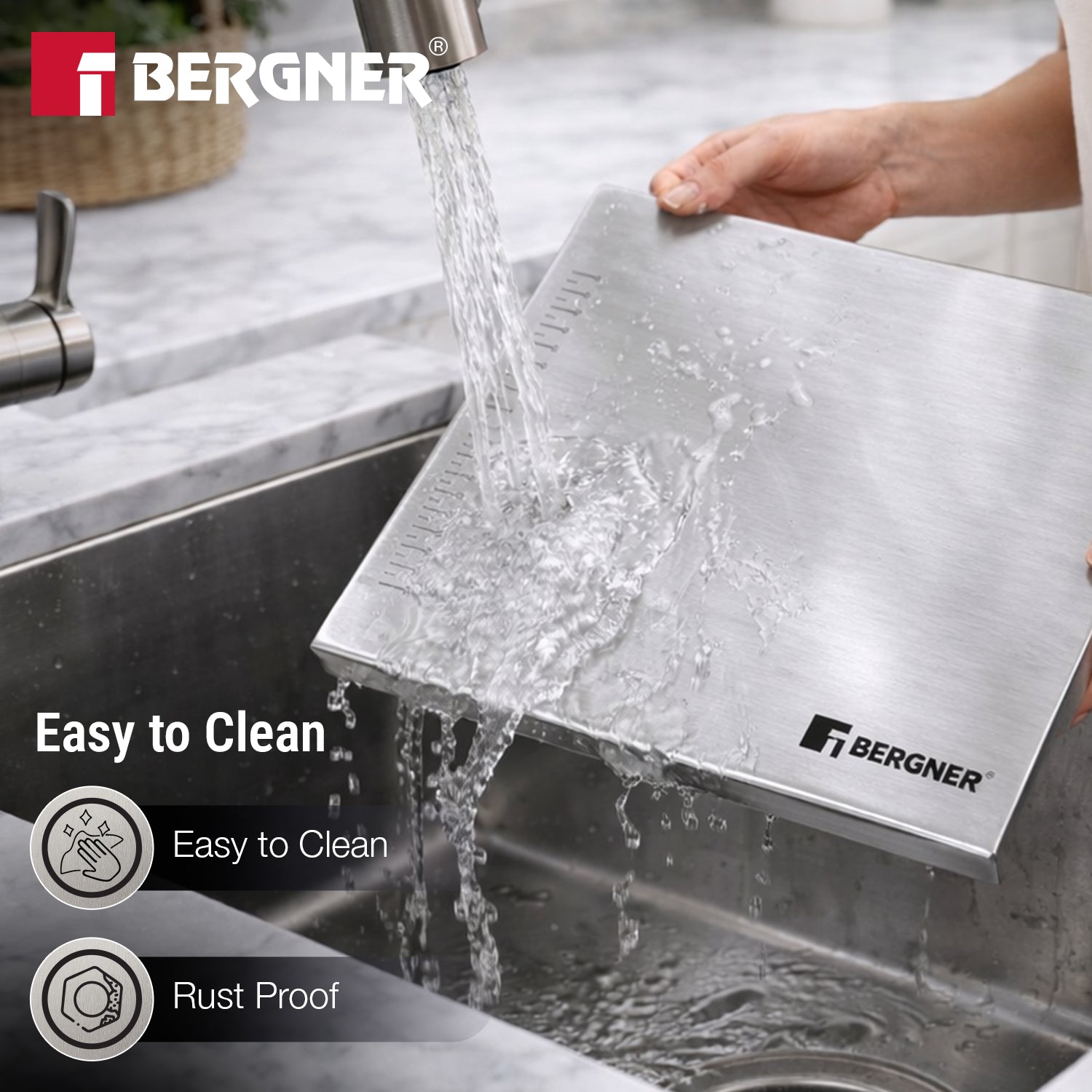 Stainless Steel Chopping Board with Lip | 40x32cm