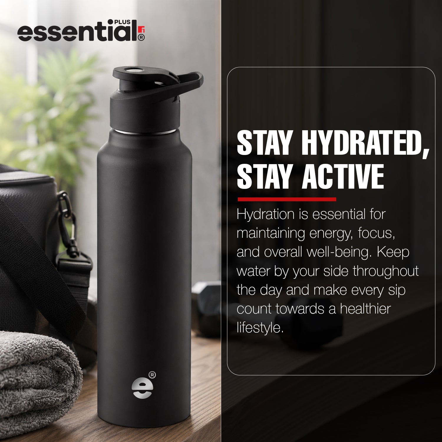 Essential Plus Stainless Steel Water Bottle 1000ml