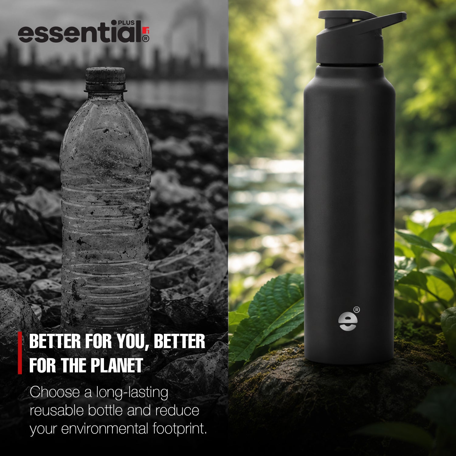 Essential Plus Stainless Steel Water Bottle 1000ml