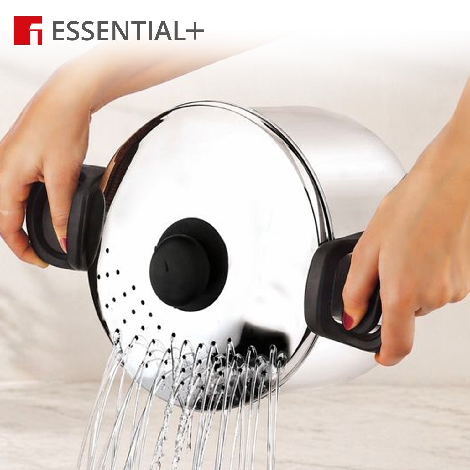 Essential Plus Stainless Steel Rice Strainer Pot 20cm (4L) with Glass Lid